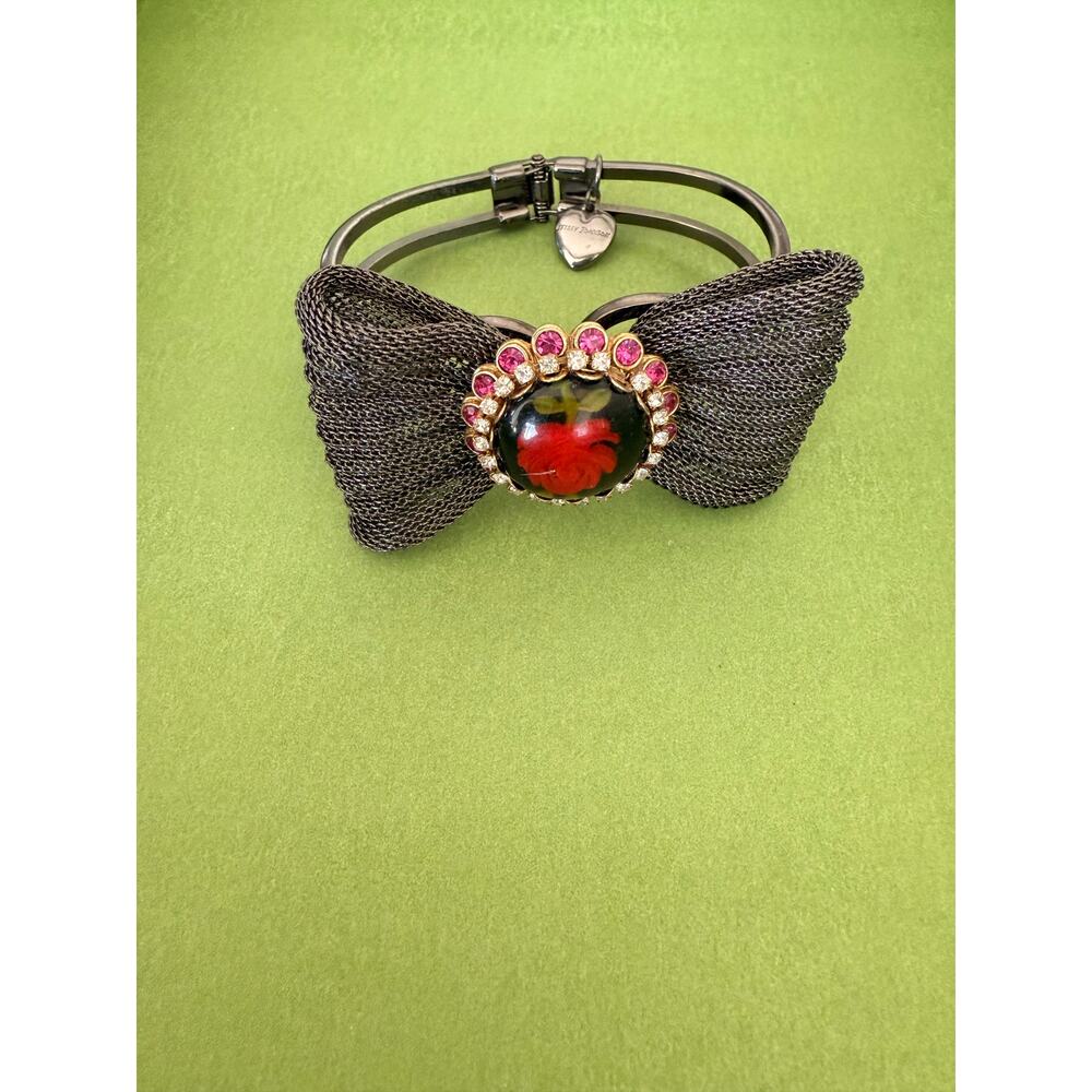 Betsey Johnson Roses are Red Mesh Bow Bangle Bracelet